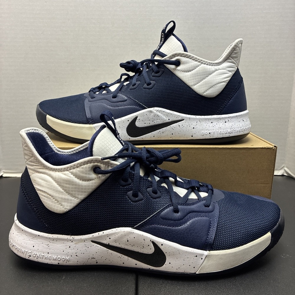 Nike PG 3 Midnight Navy White Paul George Basketball Shoes CN9513-402 Mens 14